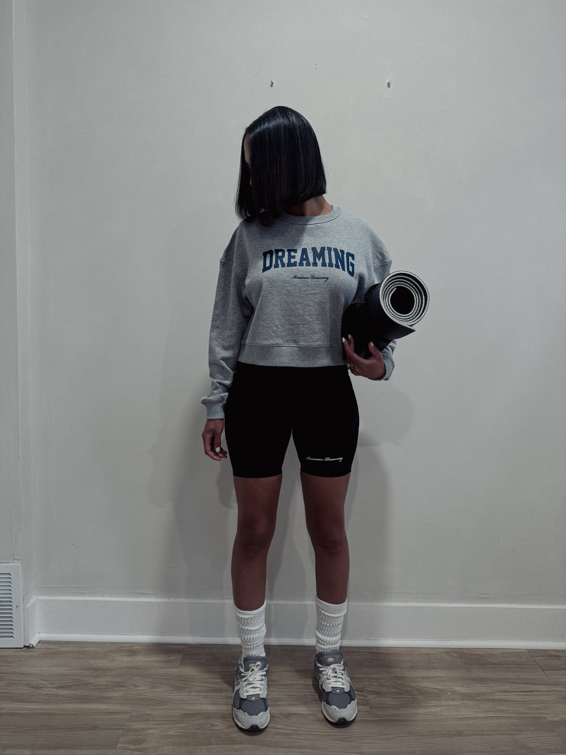 Dreaming Crop Sweatshirt - Grey/Navy Blue