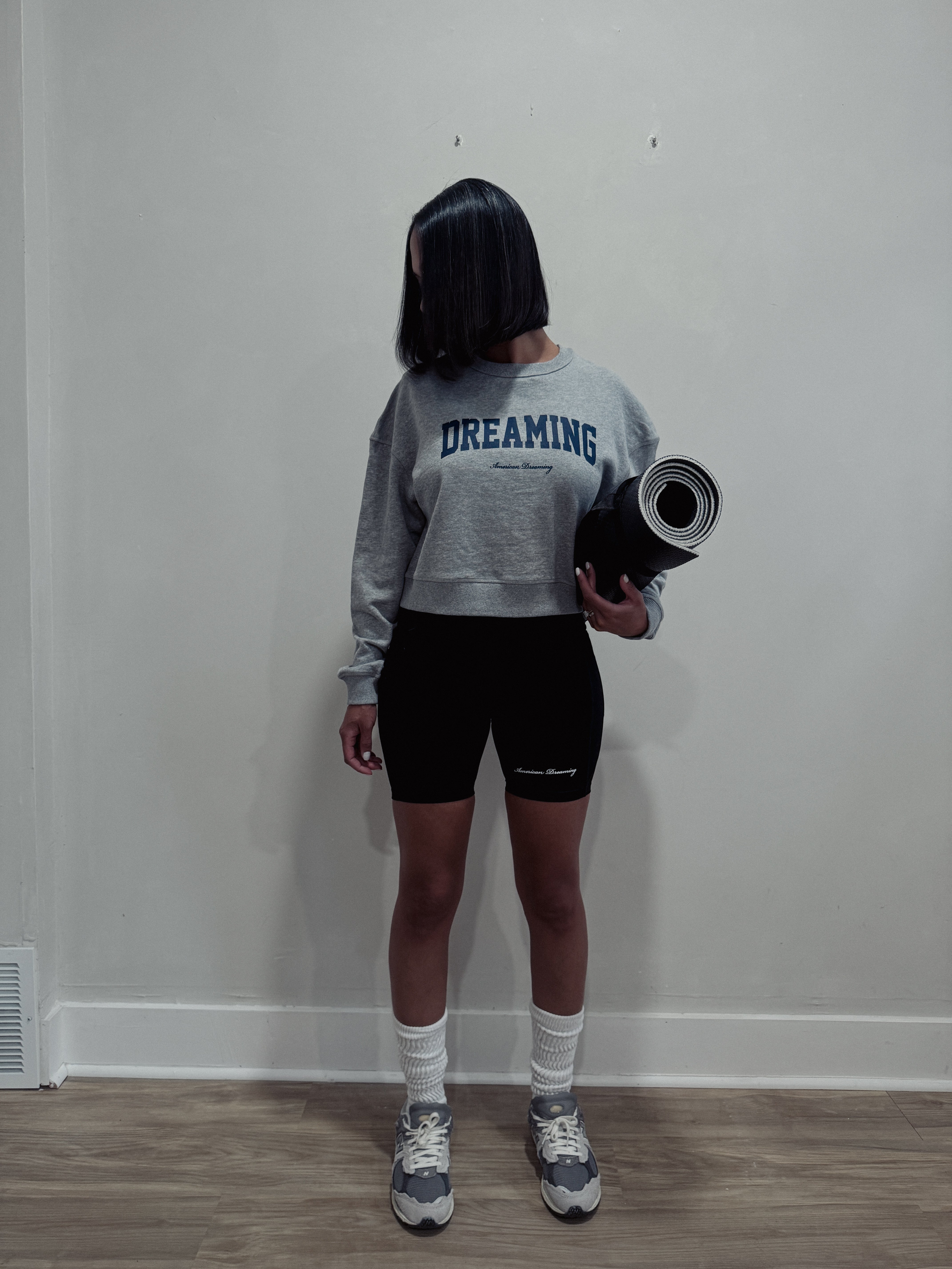 Dreaming Crop Sweatshirt - Grey/Navy Blue